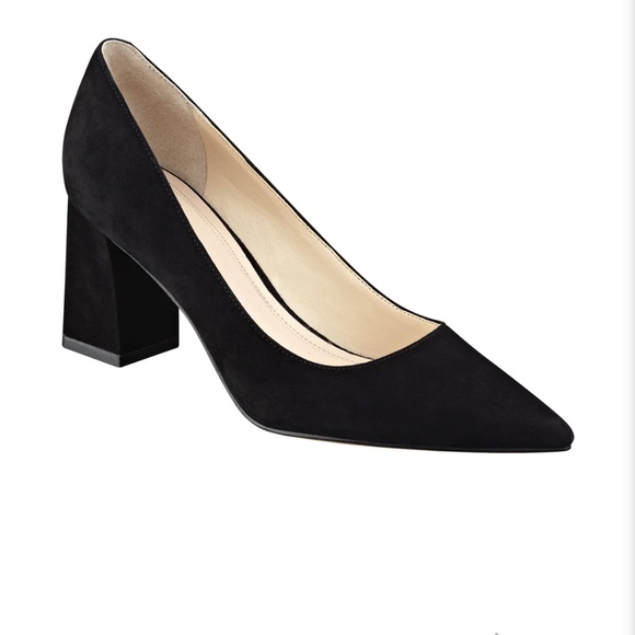 Marc fisher LTD BLACK SUEDE ZALA PUMP BLACK HEEL - Picture 1 of 5